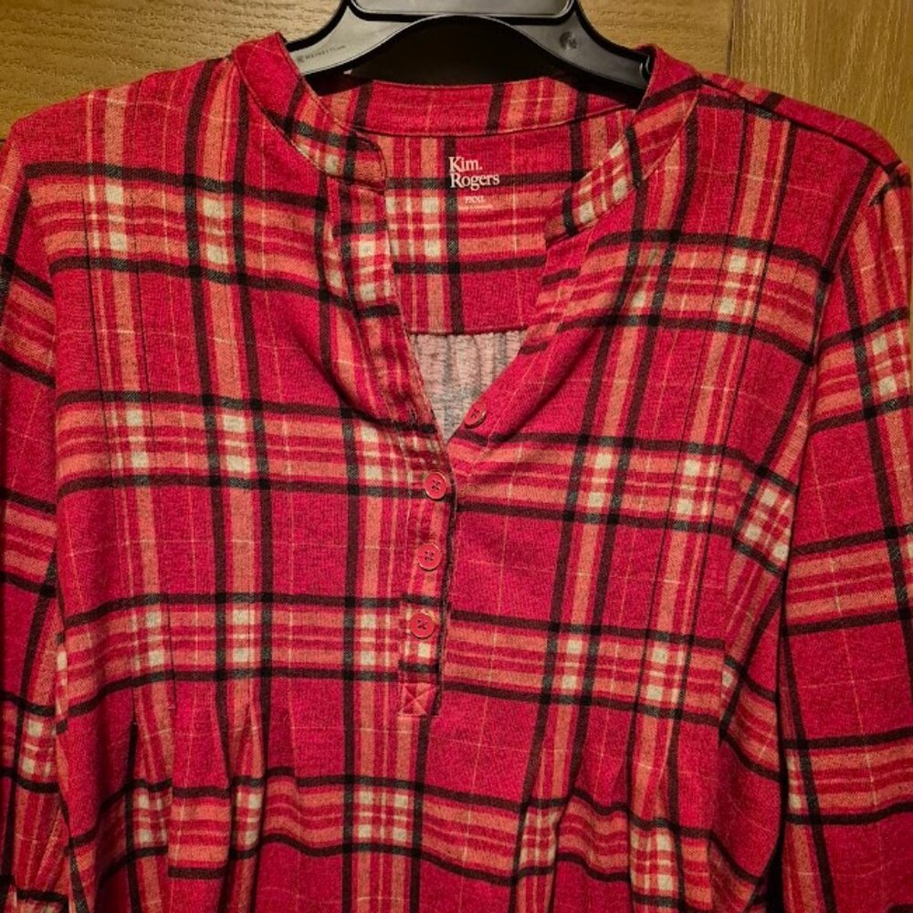 KIM ROGERS SIZE PXXL PLAID WOMEN'S SHIRT